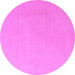 Round Machine Washable Solid Purple Modern Area Rugs, wshabs5530pur