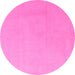 Round Machine Washable Solid Pink Modern Rug, wshabs5530pnk
