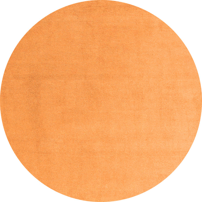 Round Machine Washable Solid Orange Modern Area Rugs, wshabs5530org