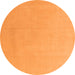 Round Machine Washable Solid Orange Modern Area Rugs, wshabs5530org
