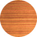 Round Machine Washable Abstract Orange Modern Area Rugs, wshabs5531org