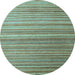 Round Abstract Light Blue Modern Rug, abs5531lblu