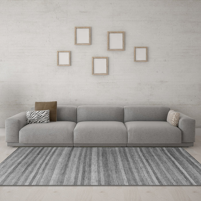 Machine Washable Abstract Gray Modern Rug in a Living Room,, wshabs5531gry