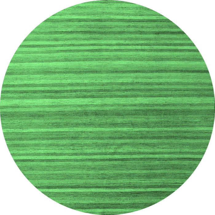 Round Machine Washable Abstract Emerald Green Modern Area Rugs, wshabs5531emgrn