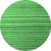 Round Machine Washable Abstract Emerald Green Modern Area Rugs, wshabs5531emgrn