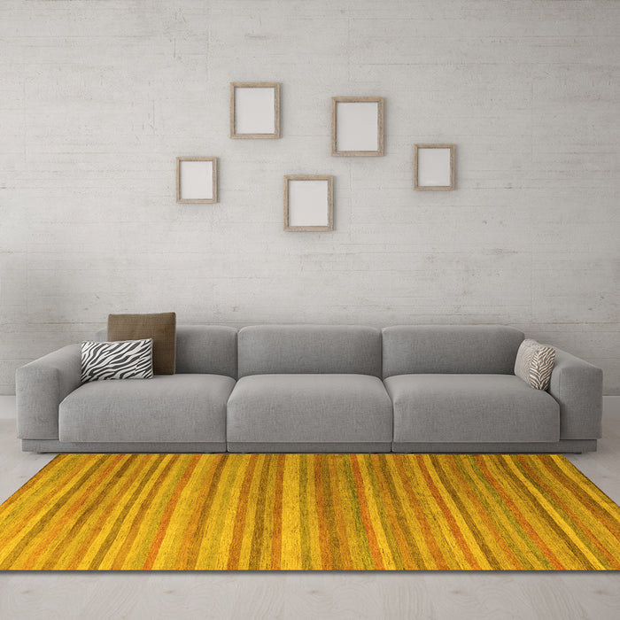 Machine Washable Abstract Yellow Modern Rug in a Living Room, wshabs5531yw