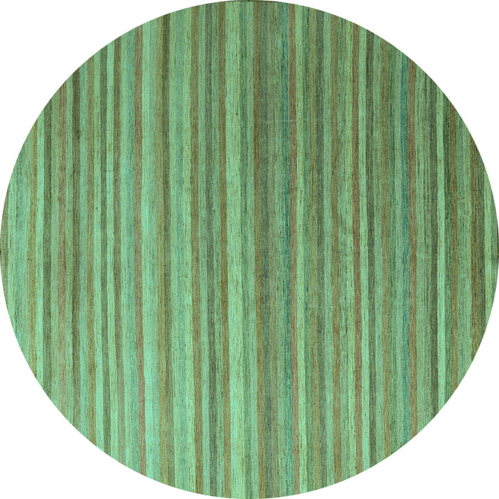 Round Abstract Turquoise Modern Rug, abs5531turq