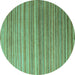 Round Abstract Turquoise Modern Rug, abs5531turq