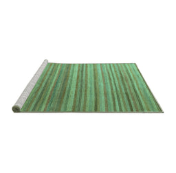 Sideview of Machine Washable Abstract Turquoise Modern Area Rugs, wshabs5531turq