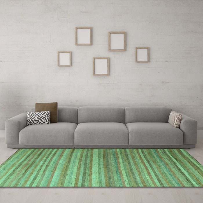 Machine Washable Abstract Turquoise Modern Area Rugs in a Living Room,, wshabs5531turq