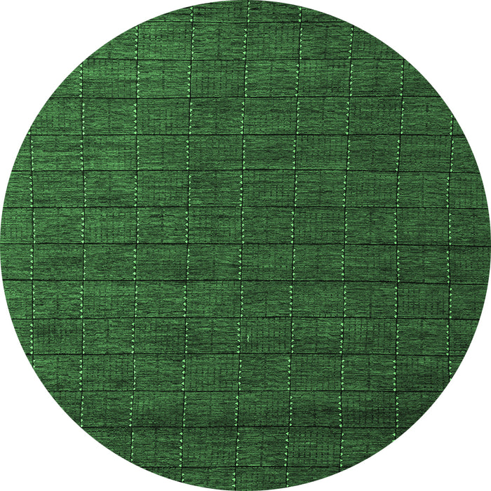Round Machine Washable Abstract Emerald Green Modern Area Rugs, wshabs5532emgrn