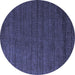 Round Abstract Blue Modern Rug, abs5532blu