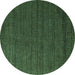 Round Abstract Turquoise Modern Rug, abs5532turq