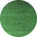 Round Abstract Emerald Green Modern Rug, abs5533emgrn