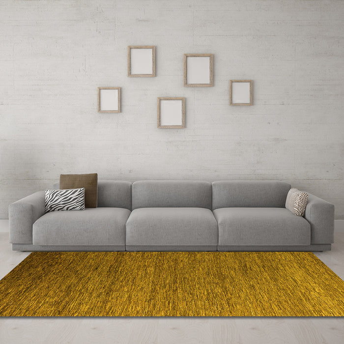 Machine Washable Abstract Yellow Modern Rug in a Living Room, wshabs5533yw