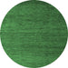 Round Machine Washable Abstract Emerald Green Modern Area Rugs, wshabs5534emgrn