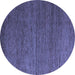 Round Abstract Blue Modern Rug, abs5534blu