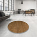 Round Abstract Chocolate Brown Modern Rug in a Office, abs5534