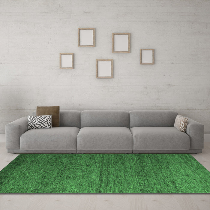 Machine Washable Abstract Emerald Green Modern Area Rugs in a Living Room,, wshabs5534emgrn
