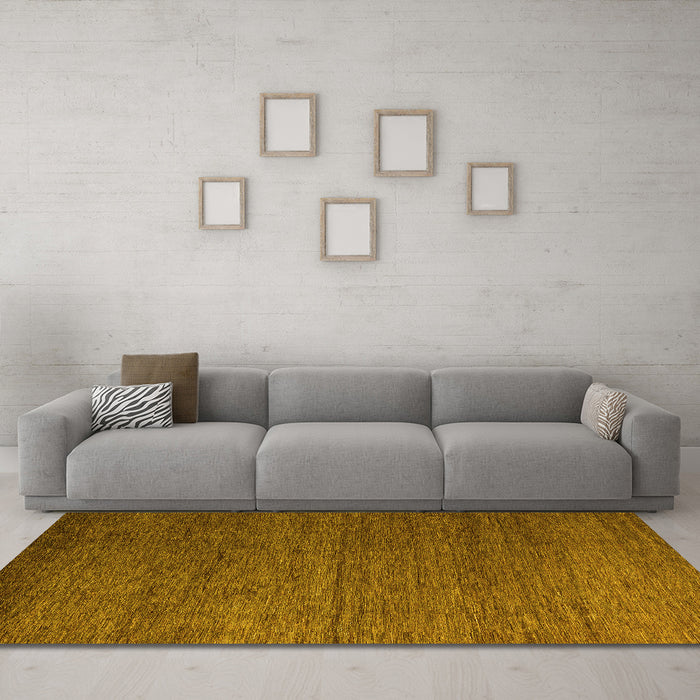 Machine Washable Abstract Yellow Modern Rug in a Living Room, wshabs5534yw
