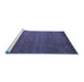 Sideview of Machine Washable Abstract Blue Modern Rug, wshabs5534blu