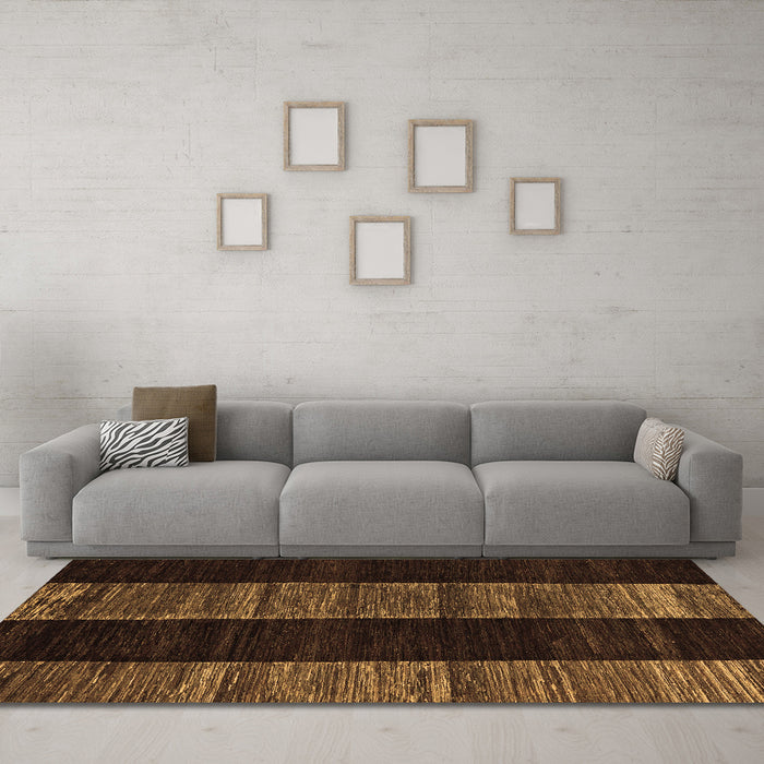 Machine Washable Abstract Brown Modern Rug in a Living Room,, wshabs5535brn
