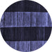 Round Machine Washable Abstract Blue Modern Rug, wshabs5535blu