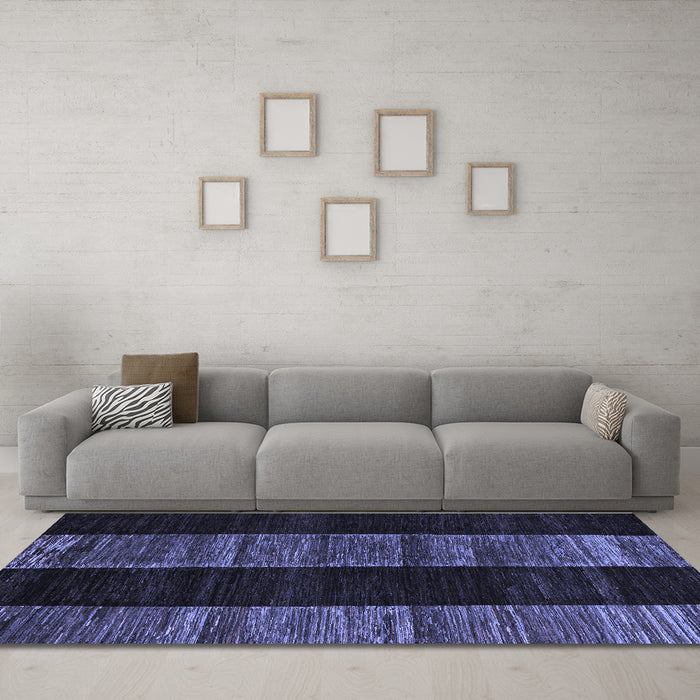 Machine Washable Abstract Blue Modern Rug in a Living Room, wshabs5535blu
