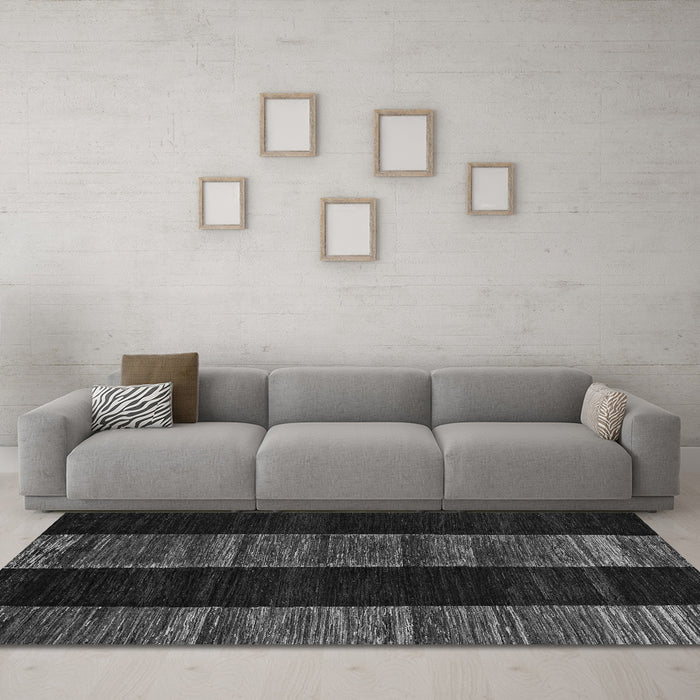 Machine Washable Abstract Gray Modern Rug in a Living Room,, wshabs5535gry
