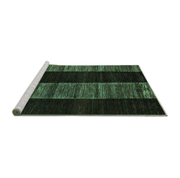Sideview of Machine Washable Abstract Turquoise Modern Area Rugs, wshabs5535turq