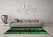 Machine Washable Abstract Emerald Green Modern Area Rugs in a Living Room,, wshabs5535emgrn