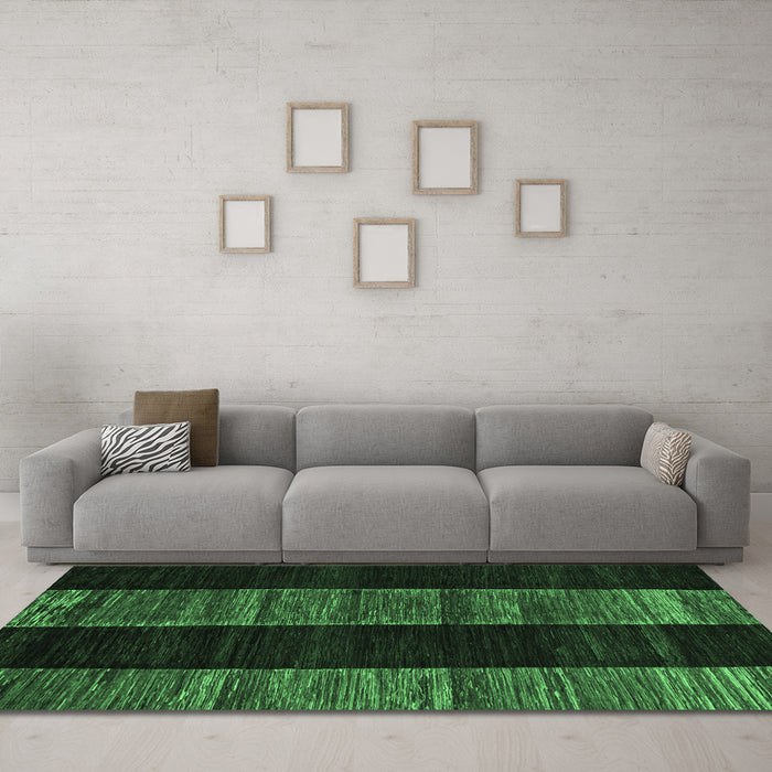 Machine Washable Abstract Emerald Green Modern Area Rugs in a Living Room,, wshabs5535emgrn