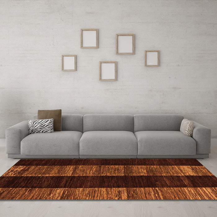 Machine Washable Abstract Orange Modern Area Rugs in a Living Room, wshabs5535org