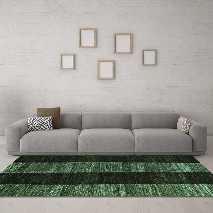 Machine Washable Abstract Turquoise Modern Area Rugs in a Living Room,, wshabs5535turq