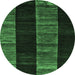 Round Abstract Emerald Green Modern Rug, abs5535emgrn