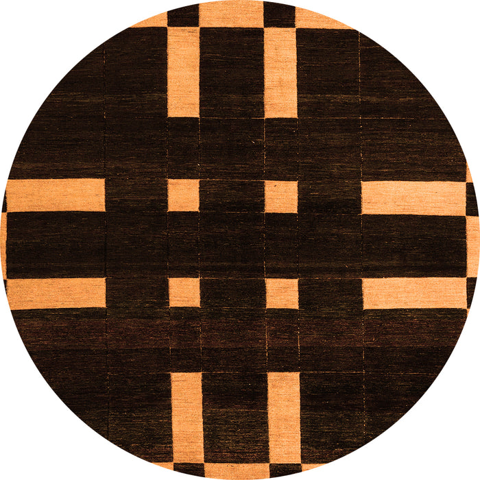 Round Machine Washable Abstract Orange Modern Area Rugs, wshabs5536org