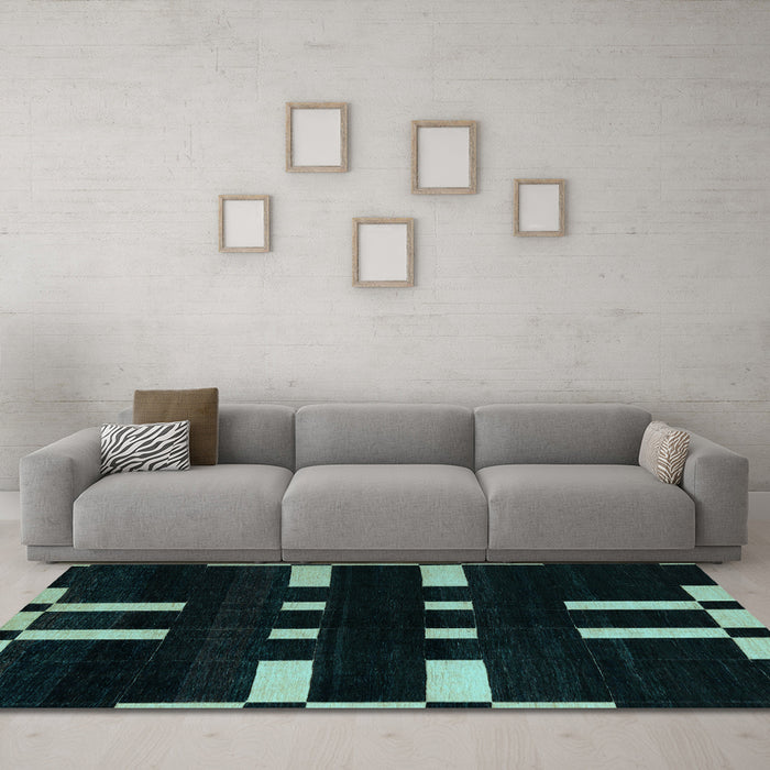 Machine Washable Abstract Light Blue Modern Rug in a Living Room, wshabs5536lblu