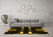 Machine Washable Abstract Yellow Modern Rug in a Living Room, wshabs5536yw