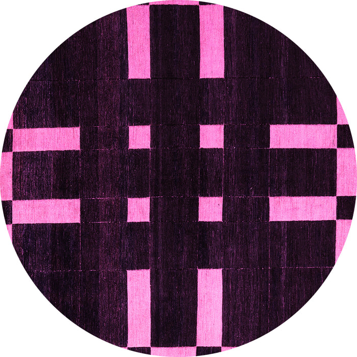 Round Machine Washable Abstract Pink Modern Rug, wshabs5536pnk