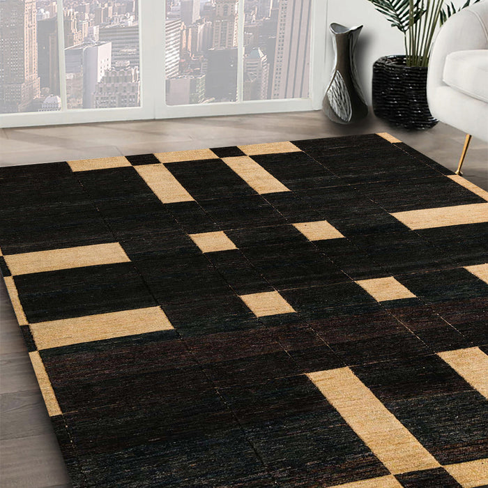 Machine Washable Abstract Antique Bronze Green Rug in a Family Room, wshabs5536