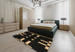 Abstract Antique Bronze Green Modern Rug in a Bedroom, abs5536