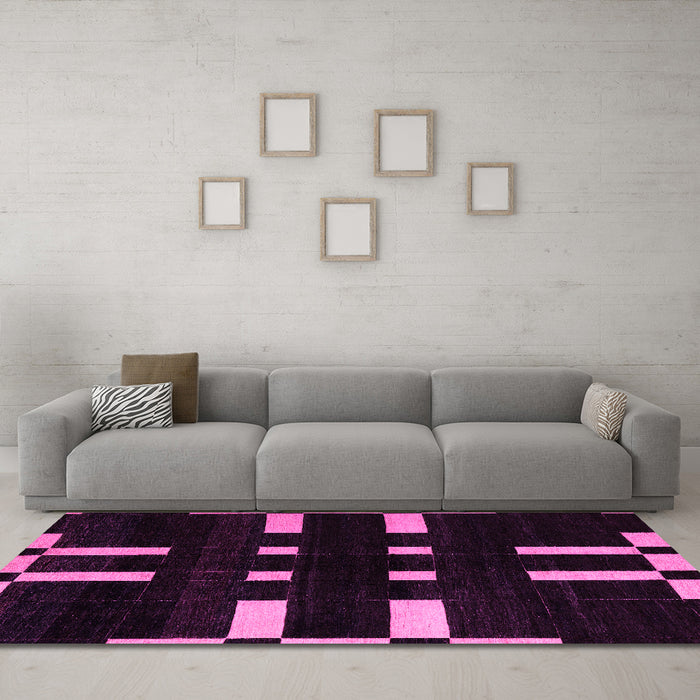 Machine Washable Abstract Pink Modern Rug in a Living Room, wshabs5536pnk