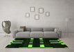 Machine Washable Abstract Green Modern Area Rugs in a Living Room,, wshabs5536grn