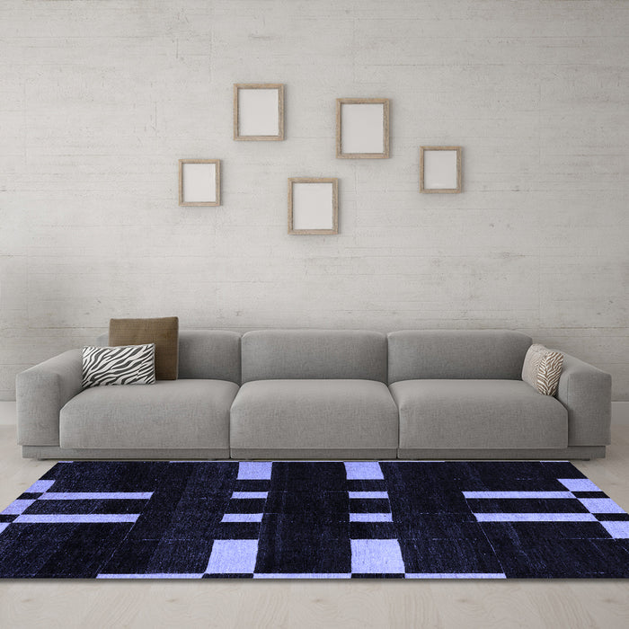 Machine Washable Abstract Blue Modern Rug in a Living Room, wshabs5536blu