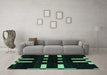 Machine Washable Abstract Turquoise Modern Area Rugs in a Living Room,, wshabs5536turq