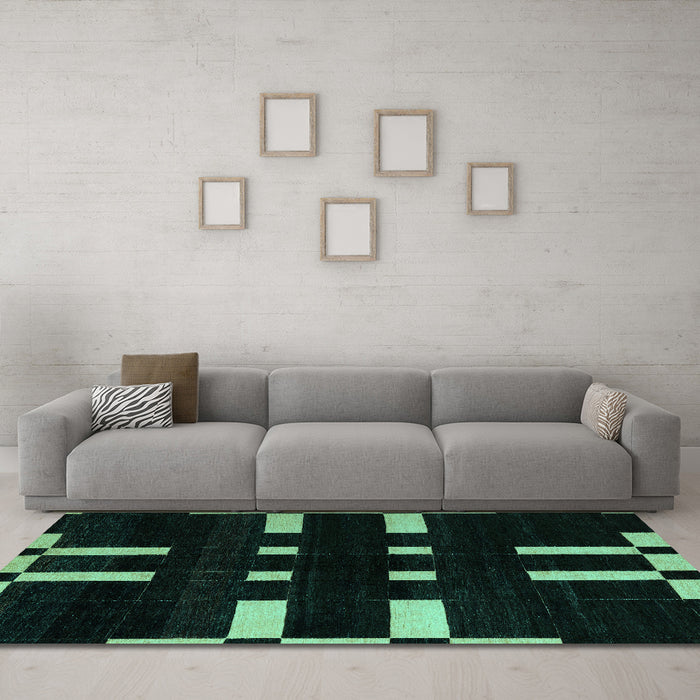 Machine Washable Abstract Turquoise Modern Area Rugs in a Living Room,, wshabs5536turq