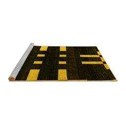 Sideview of Machine Washable Abstract Yellow Modern Rug, wshabs5536yw