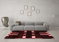 Machine Washable Abstract Red Modern Rug, wshabs5536red