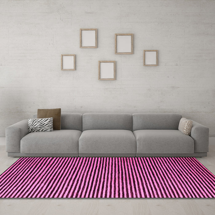 Machine Washable Abstract Pink Modern Rug in a Living Room, wshabs5537pnk