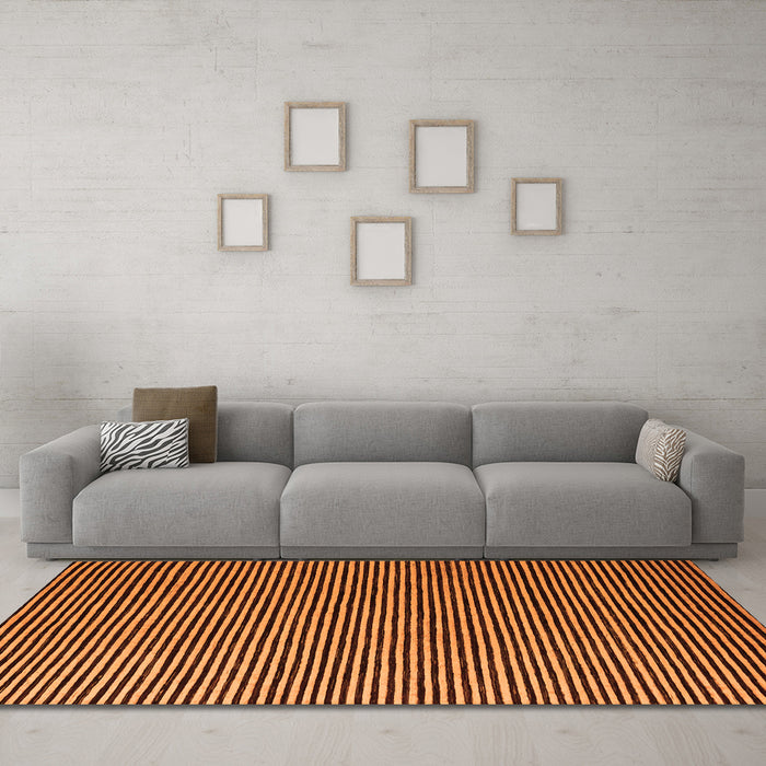 Machine Washable Abstract Orange Modern Area Rugs in a Living Room, wshabs5537org